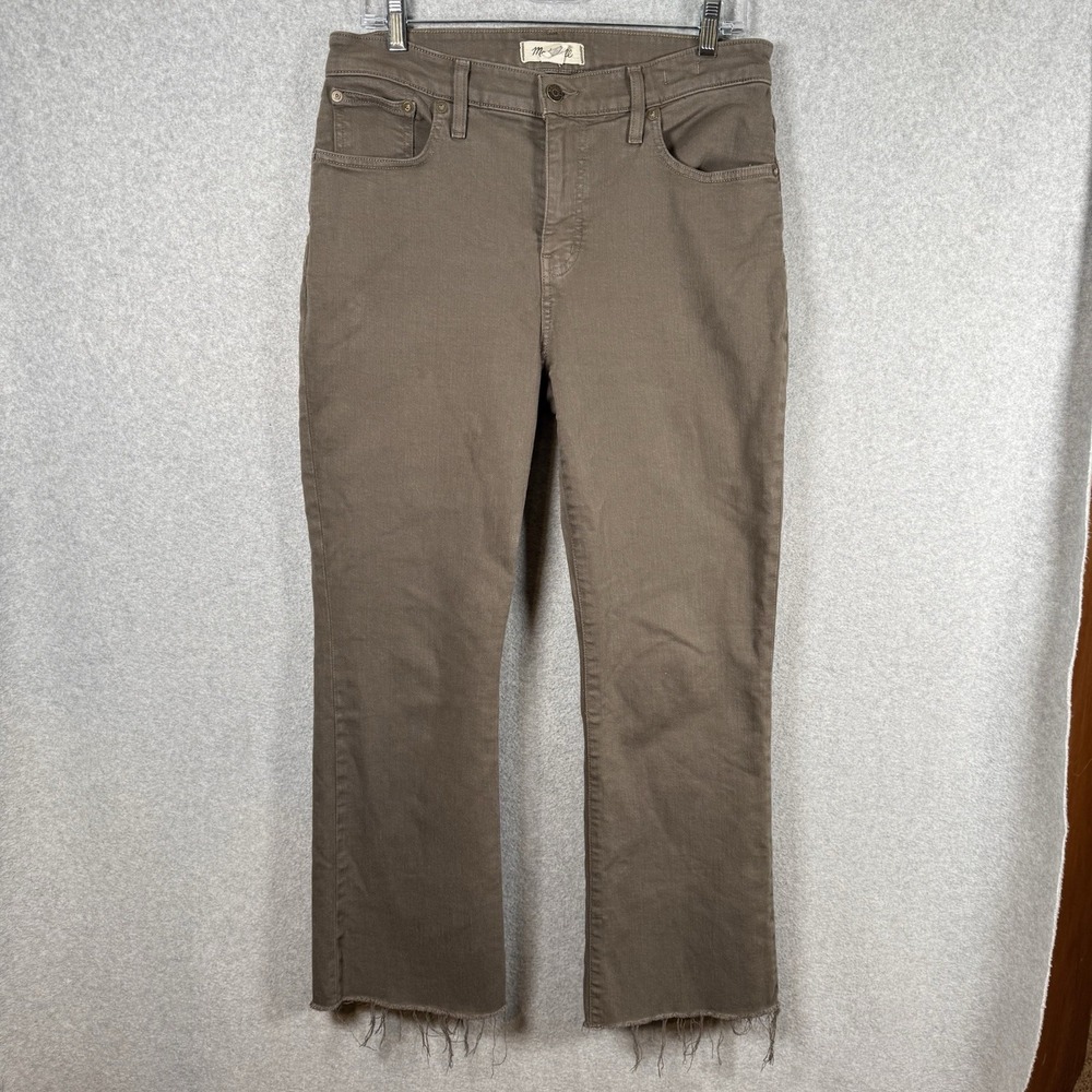 Madewell mid rise kick out jeans womens 29 green denim pants cutoof